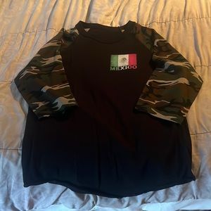 Mexico half sleeve shirt size large black camo red white and green